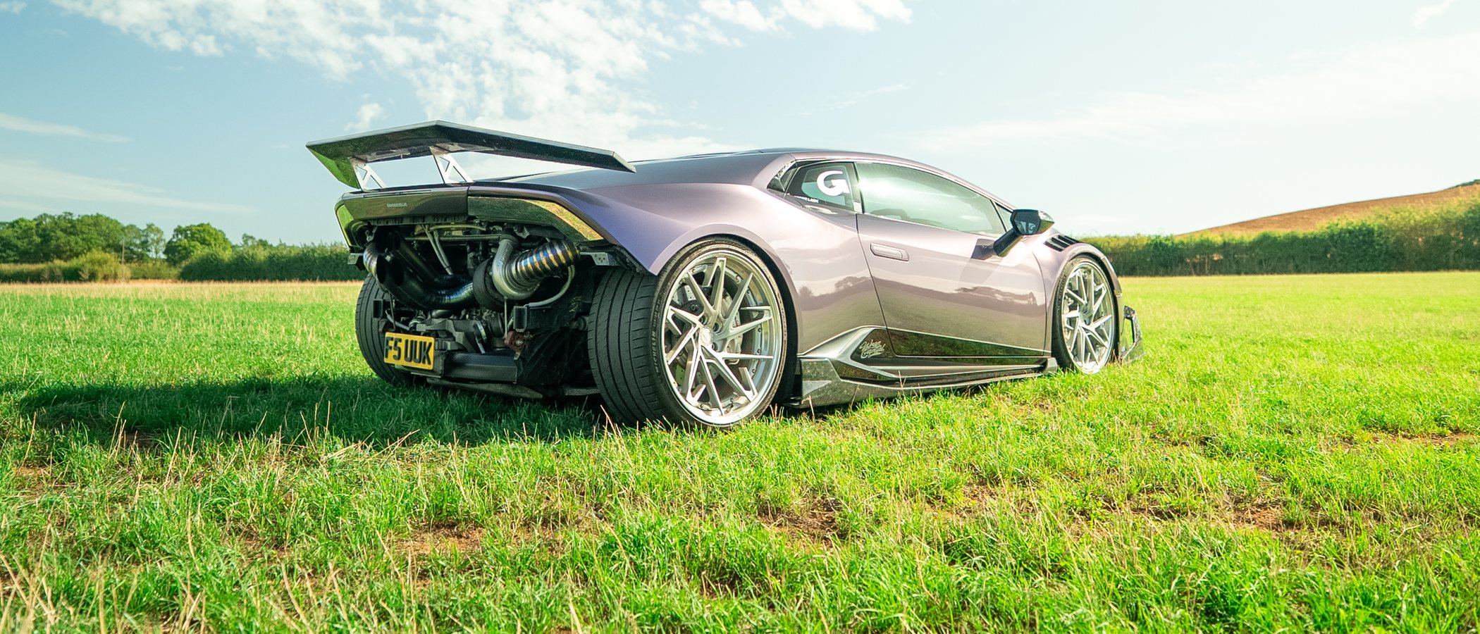 Corey England’s twin-turbo Lamborghini Huracán — exposed rear, custom Aphero wheels