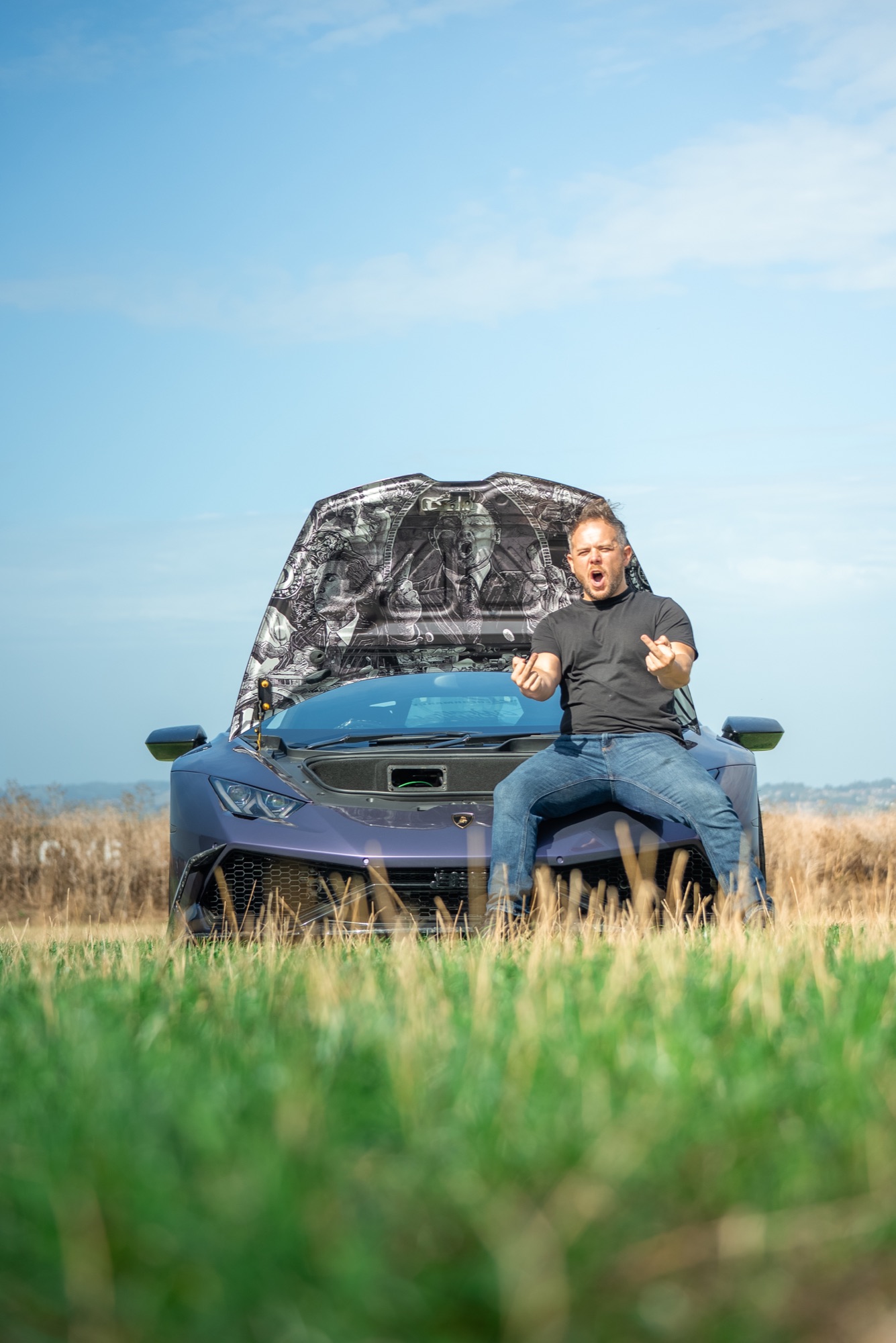Corey England with his twin-turbo Lamborghini Huracán — magazine portrait