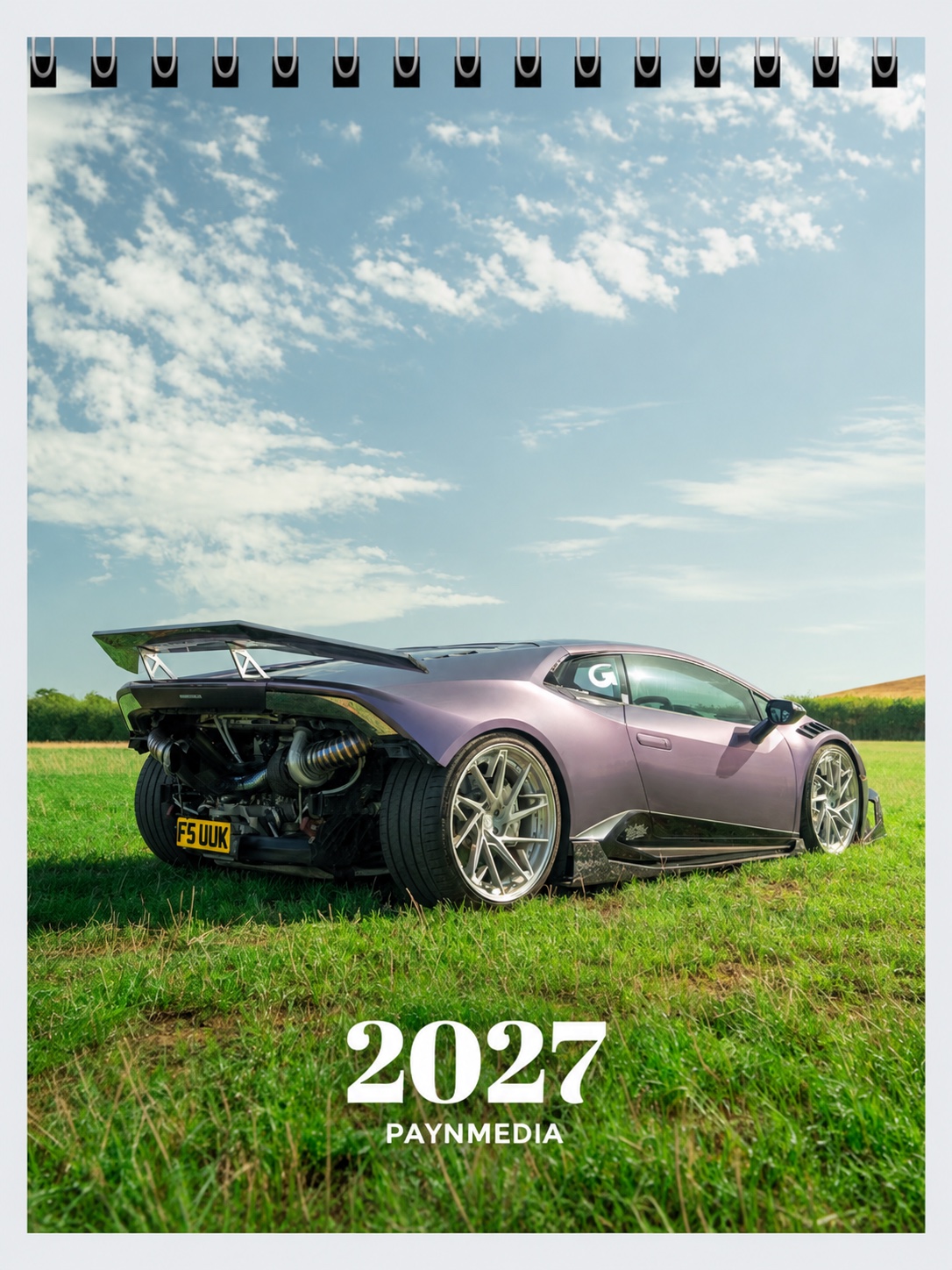 2027 calendar cover — twin-turbo Huracán, Drop 01