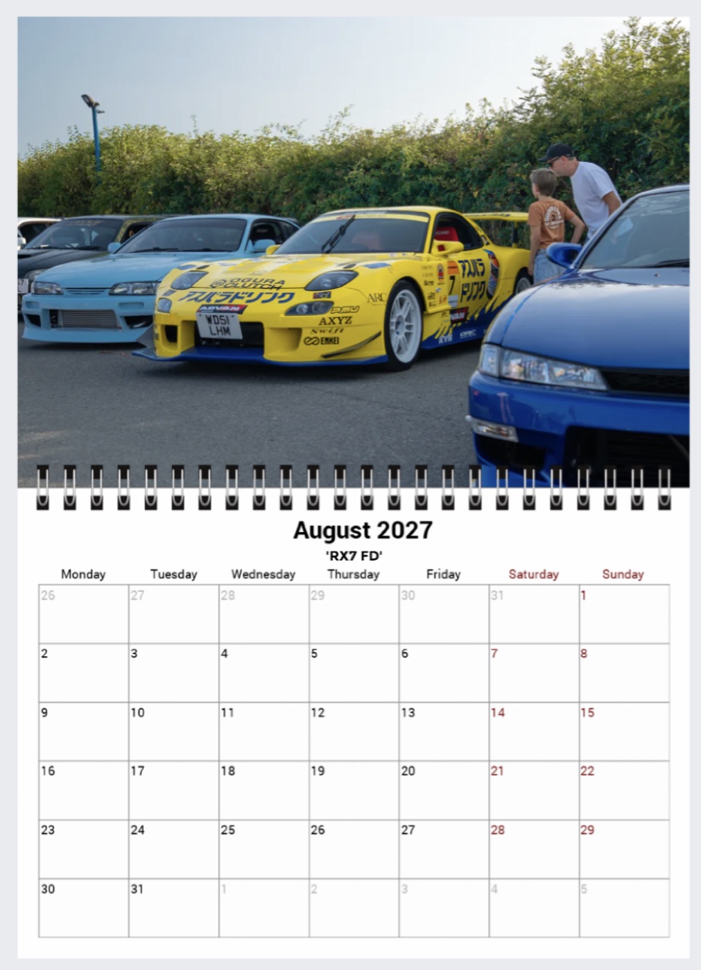 2027 calendar — August